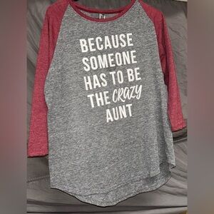 Gray and Red 3/4 Sleeve Graphic Tee